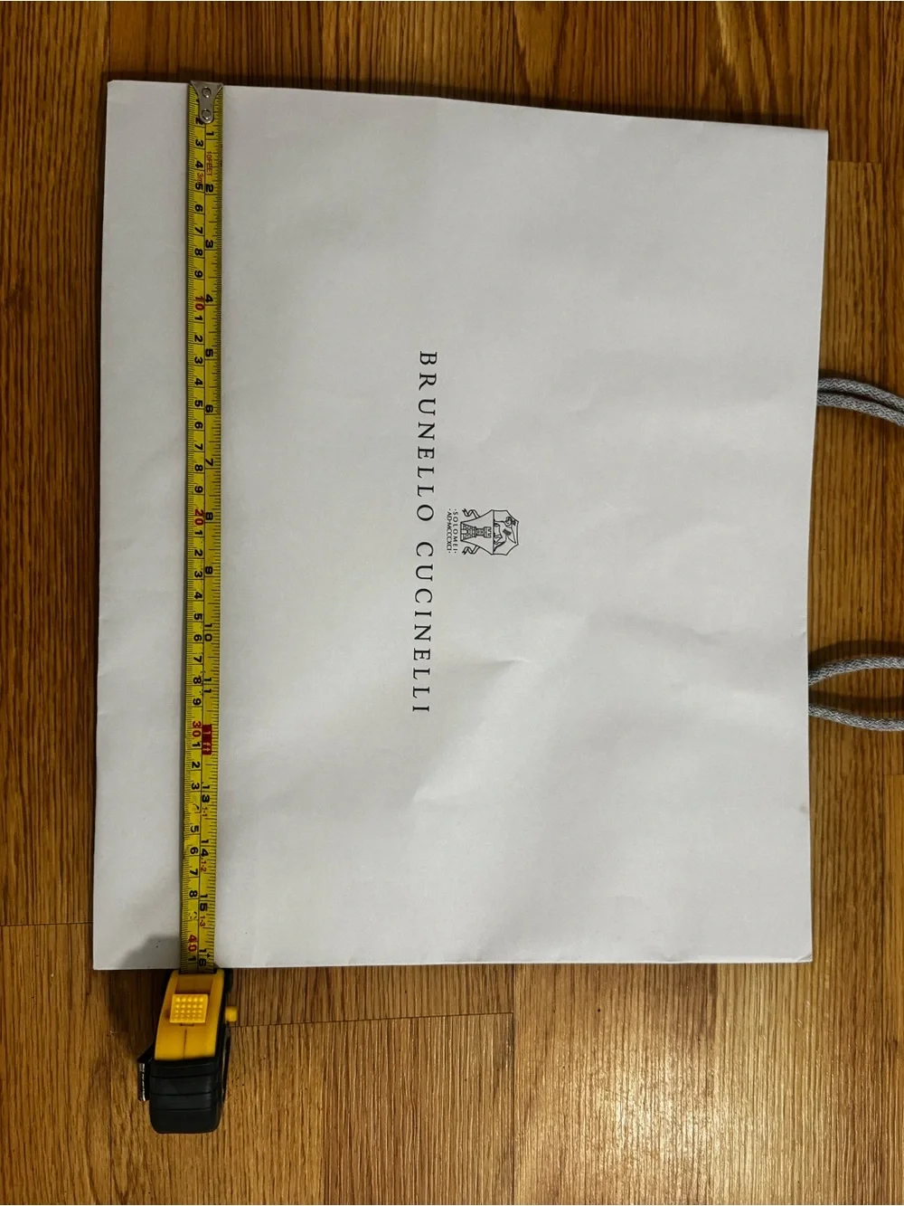 Brunello Cucinelli White Paper Shopping Bag with Gray Rope Handles